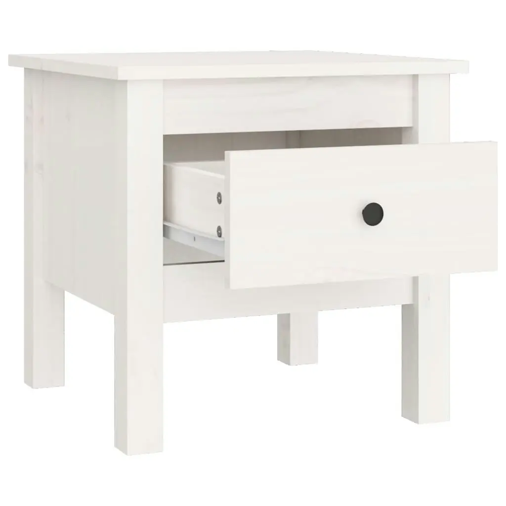 Side Table White 40x40x39 cm Solid Wood Pine 813786