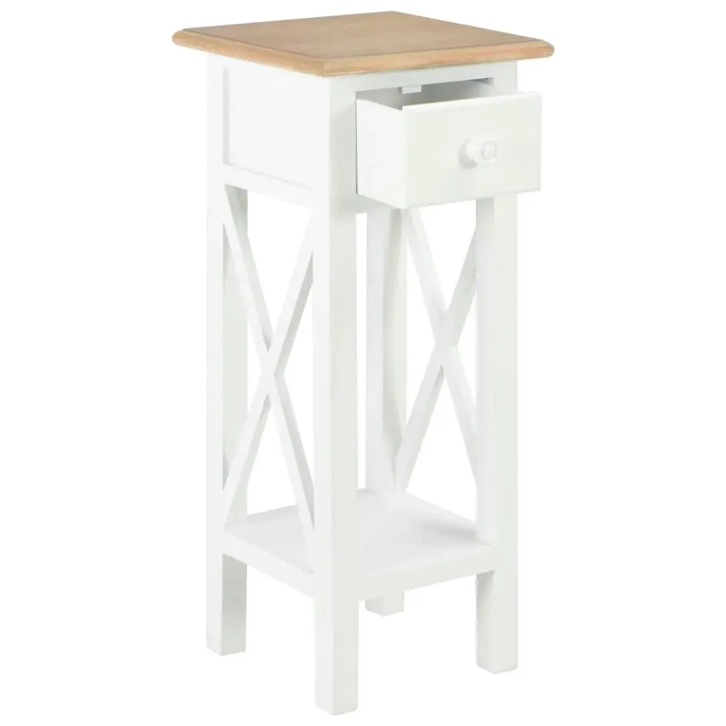 Side Table White 27x27x65.5 cm Wood 280057