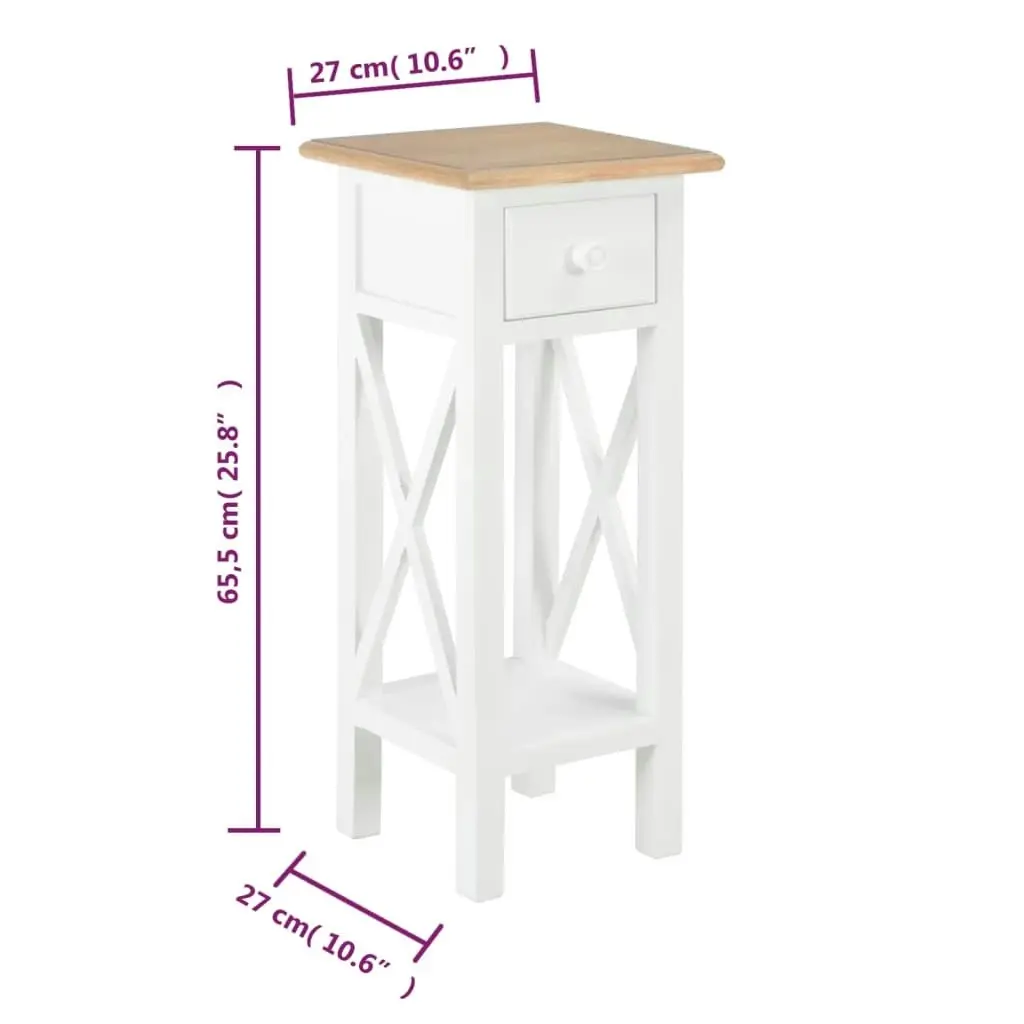 Side Table White 27x27x65.5 cm Wood 280057