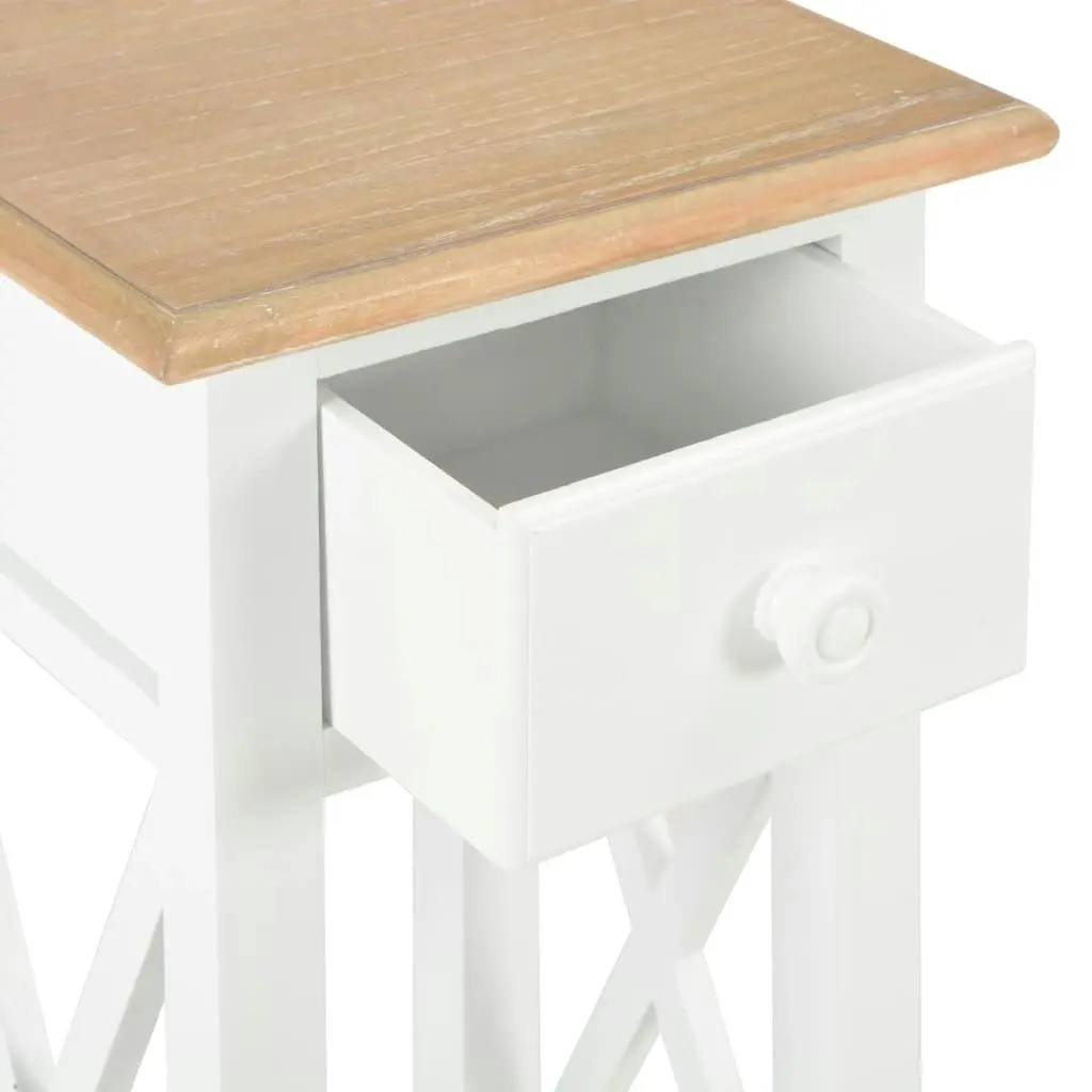 Side Table White 27x27x65.5 cm Wood 280057