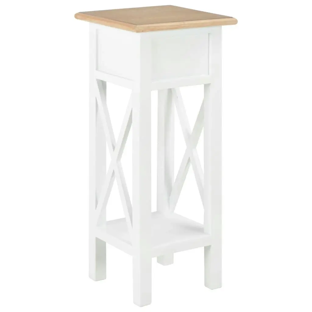 Side Table White 27x27x65.5 cm Wood 280057