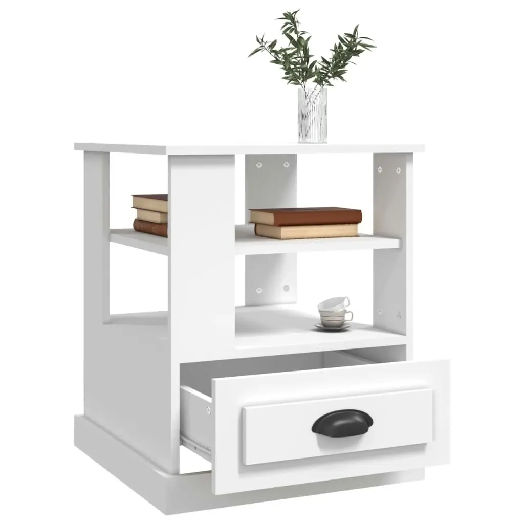 Side Table White 50x50x60 cm Engineered Wood 816408