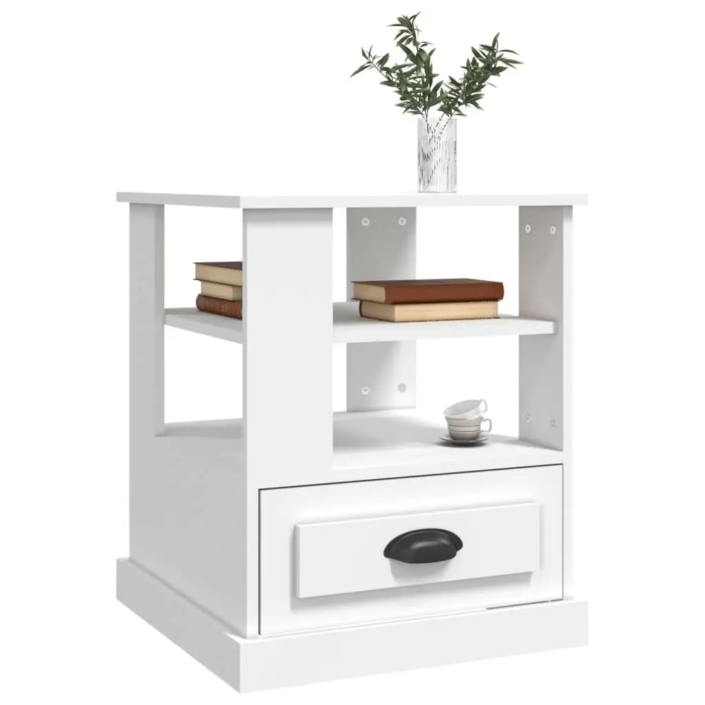 Side Table White 50x50x60 cm Engineered Wood 816408