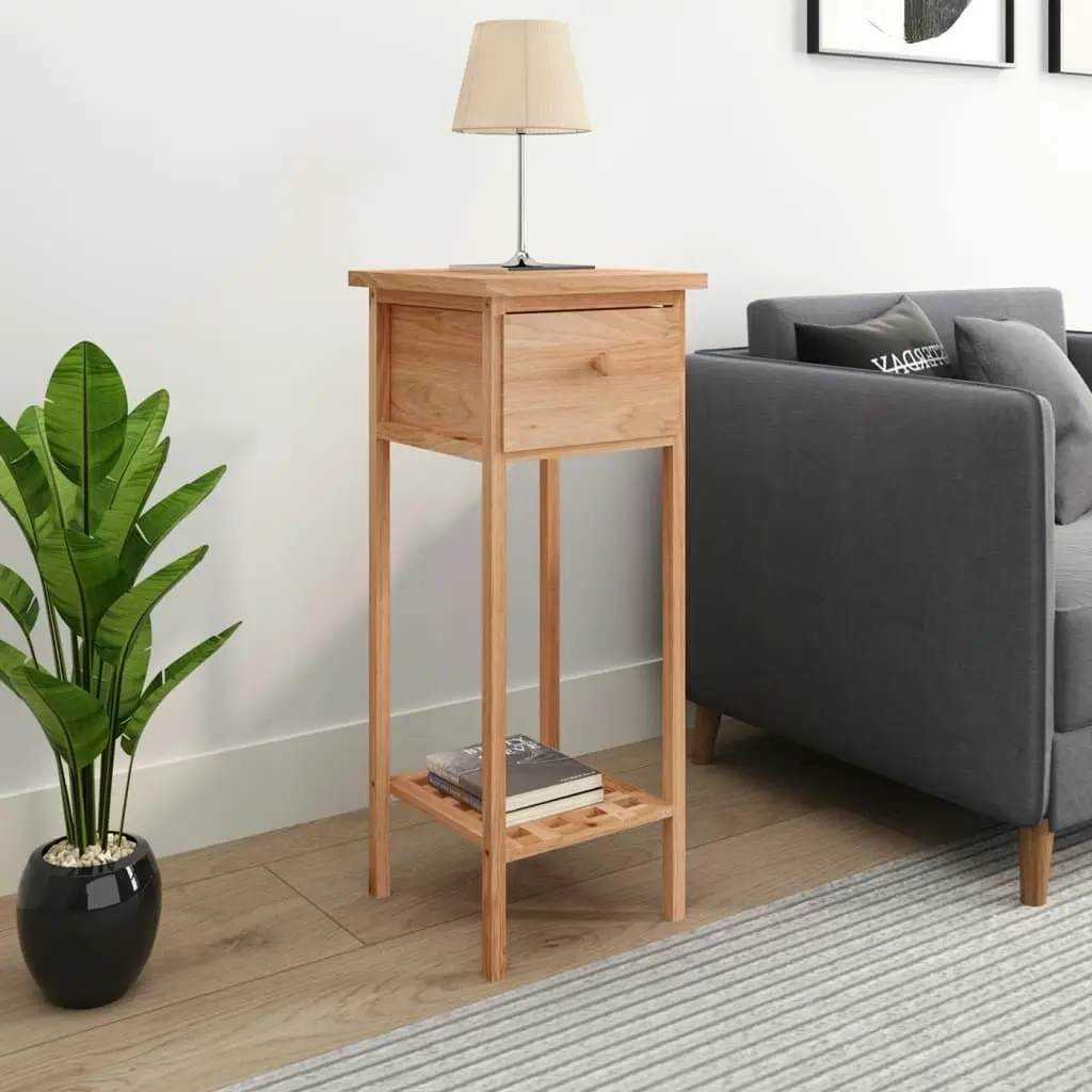 Side Table with Drawer 25x25x60cm Solid Wood Walnut 350343