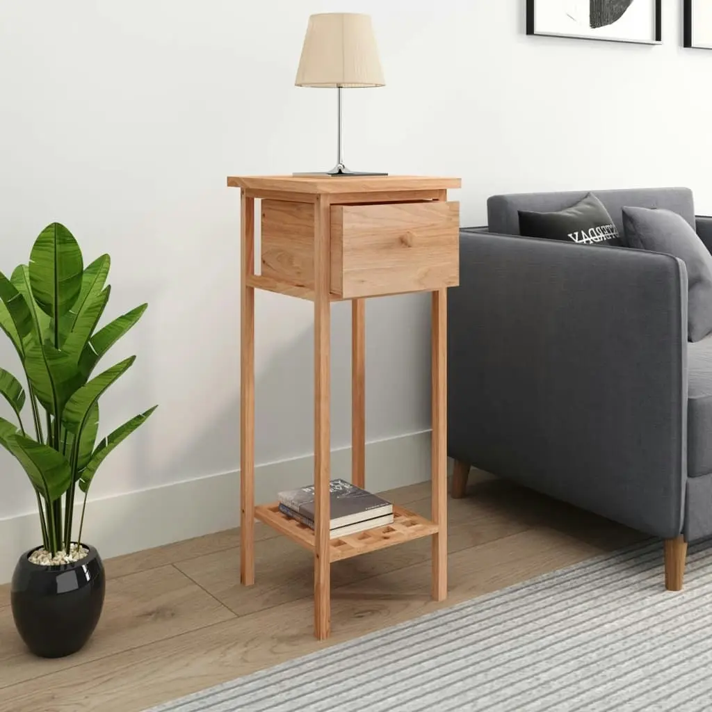 Side Table with Drawer 25x25x60cm Solid Wood Walnut 350343