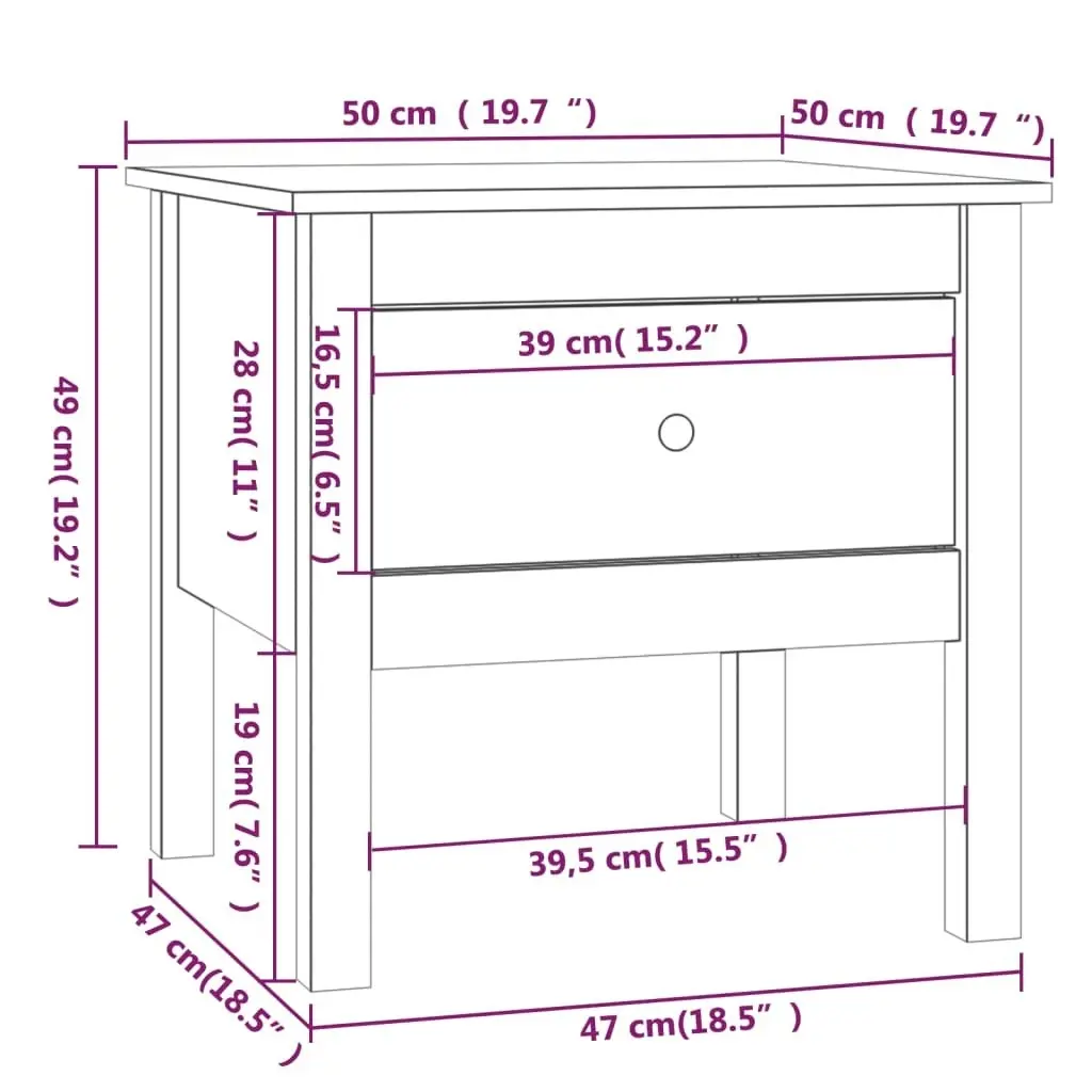 Side Tables 2 pcs 50x50x49 cm Solid Wood Pine 813795