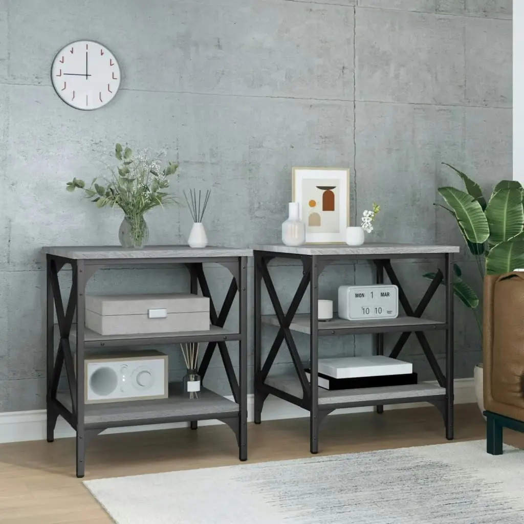 Side Tables 2 pcs Grey Sonoma 40x42x50 cm Engineered Wood 825779