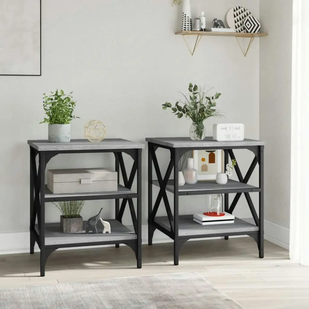 Side Tables 2 pcs Grey Sonoma 40x42x50 cm Engineered Wood 825779