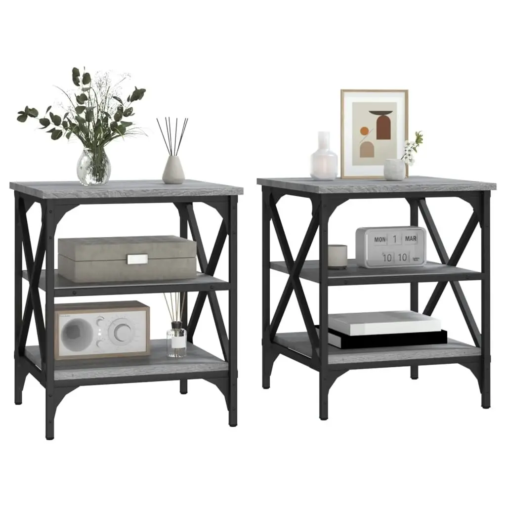 Side Tables 2 pcs Grey Sonoma 40x42x50 cm Engineered Wood 825779