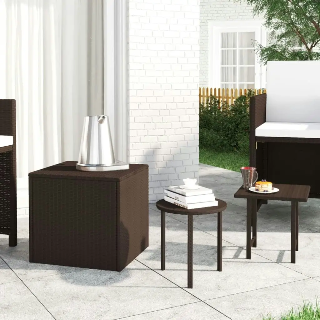 Side Tables 3 pcs Brown Poly Rattan 319387