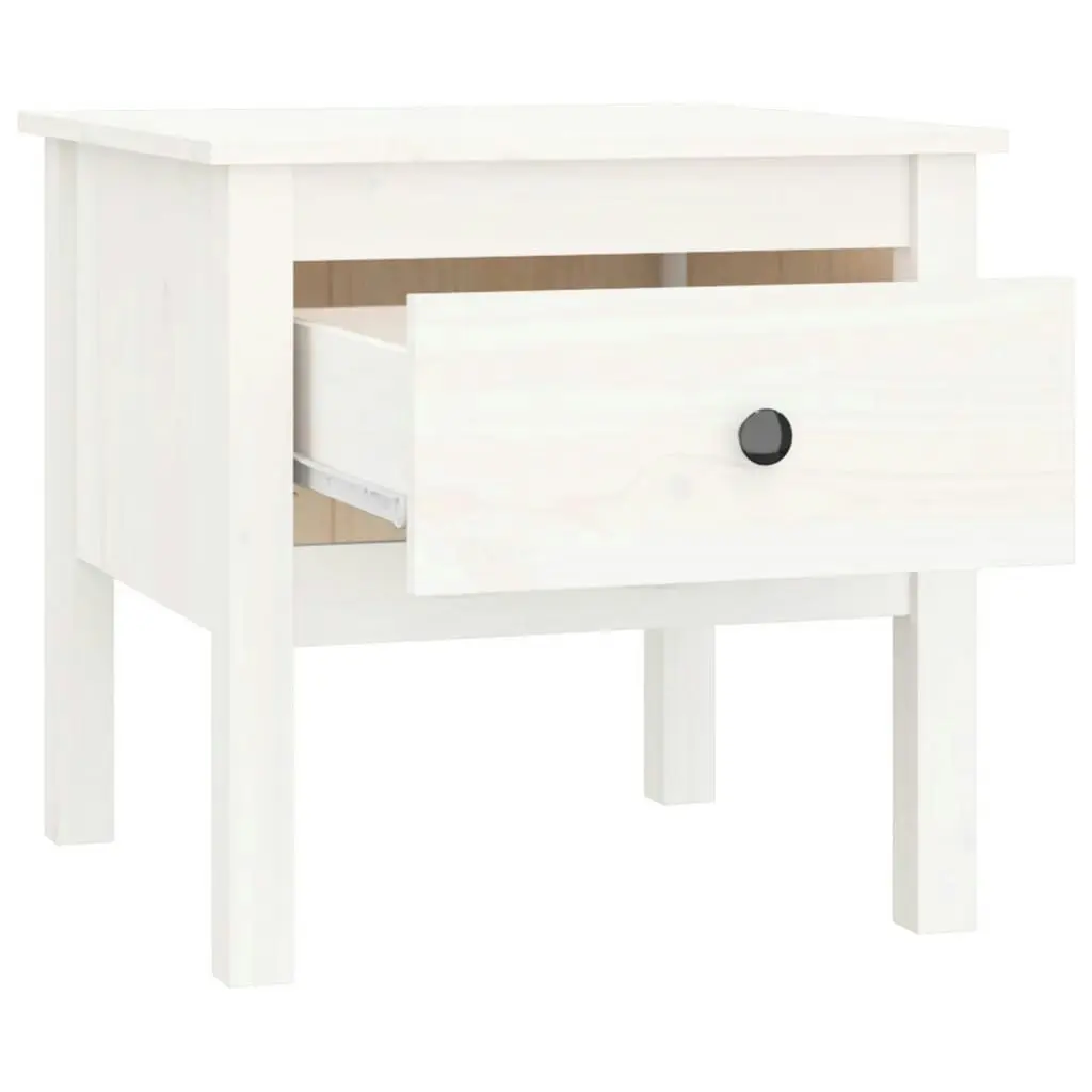 Side Table White 50x50x49 cm Solid Wood Pine 813796