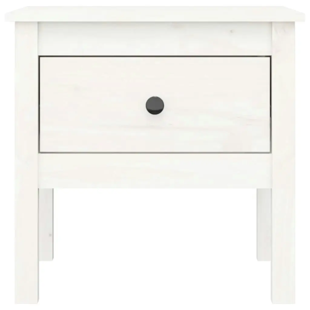 Side Table White 50x50x49 cm Solid Wood Pine 813796