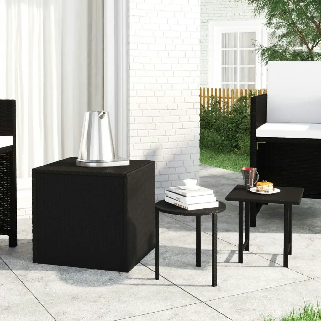 Side Tables 3 pcs Black Poly Rattan 319386