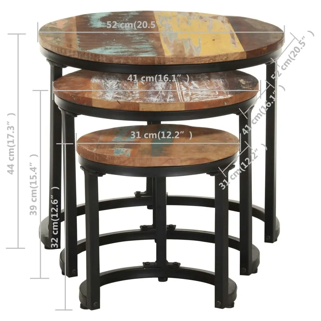 Side Tables 3 pcs Solid Reclaimed Wood 320688