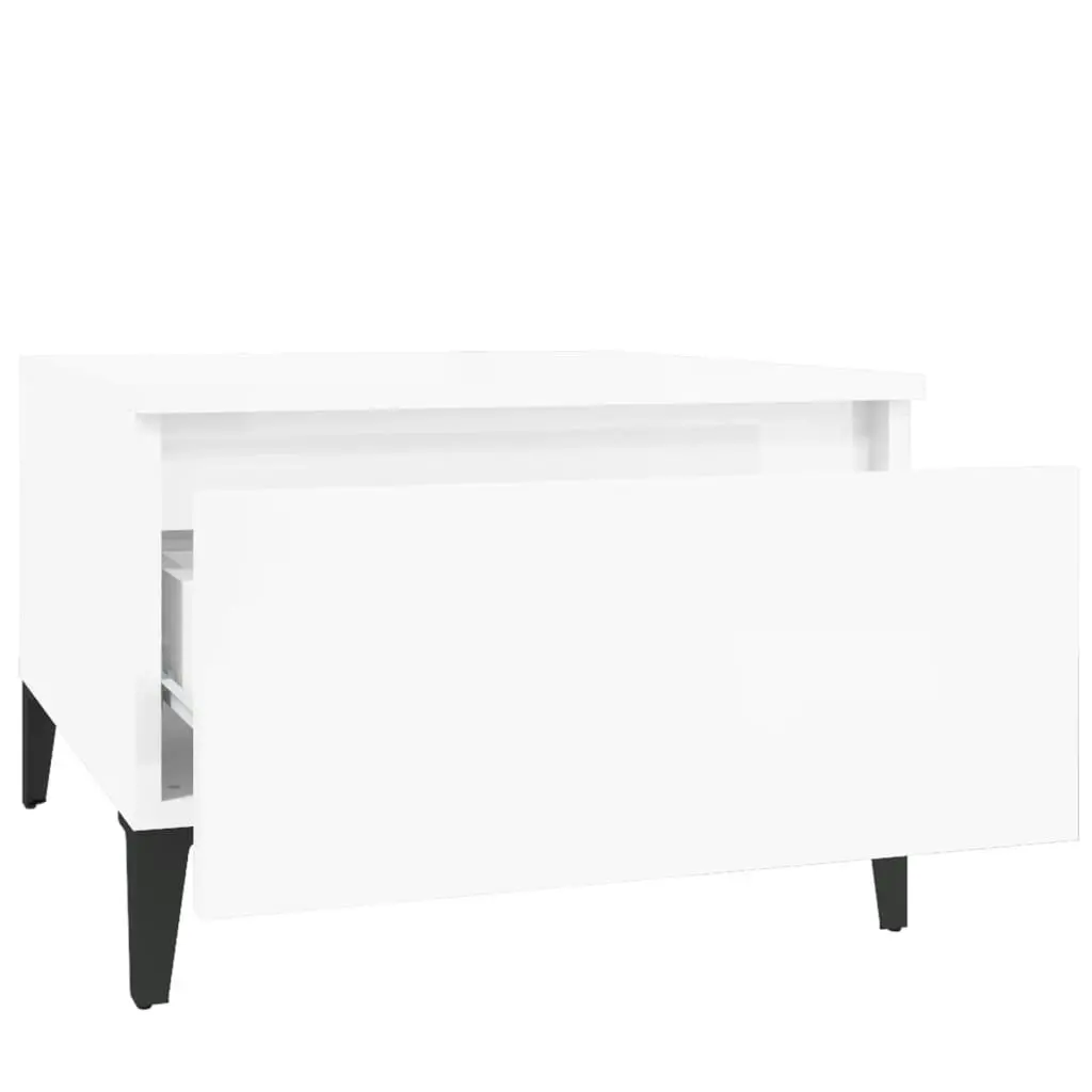 Side Table High Gloss White 50x46x35 cm Engineered Wood 819520