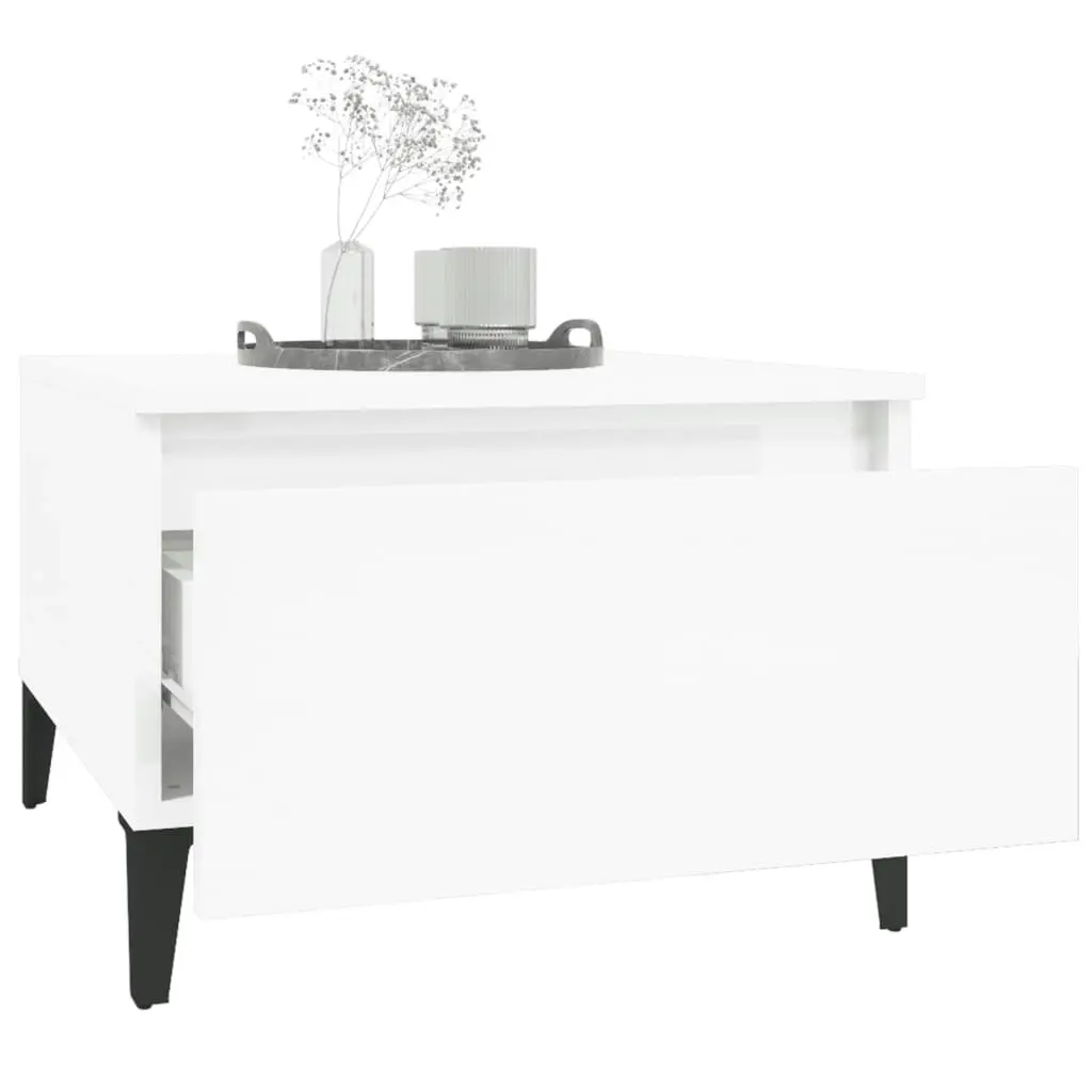 Side Table High Gloss White 50x46x35 cm Engineered Wood 819520