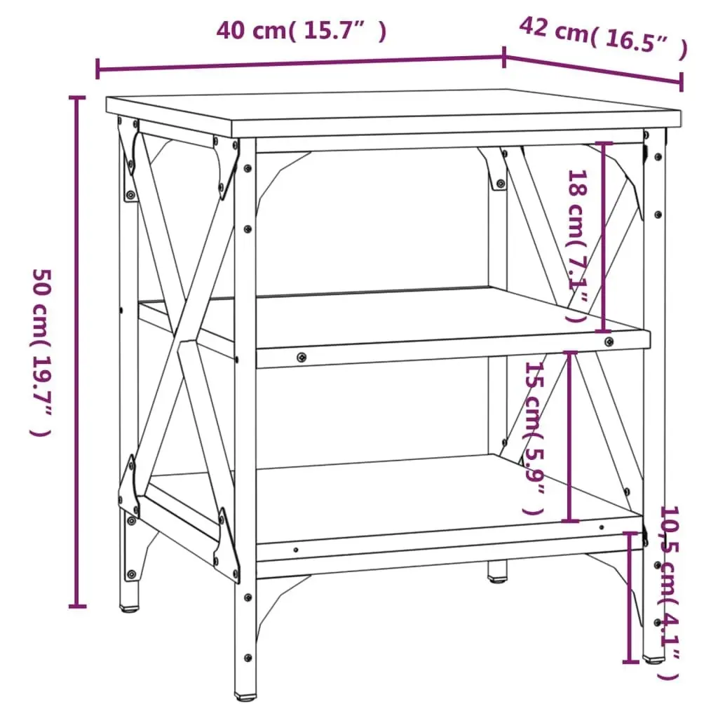 Side Tables 2 pcs Black 40x42x50 cm Engineered Wood 825773