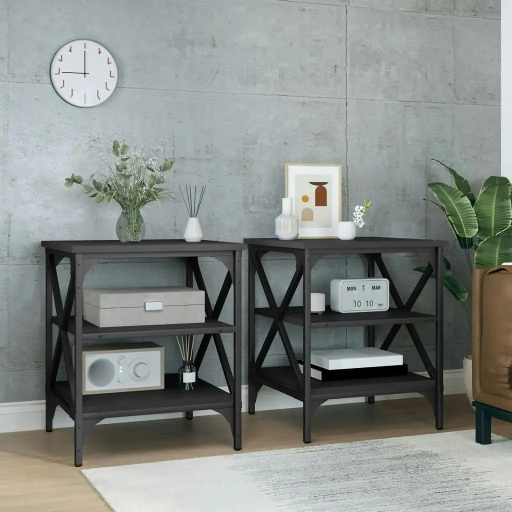 Side Tables 2 pcs Black 40x42x50 cm Engineered Wood 825773