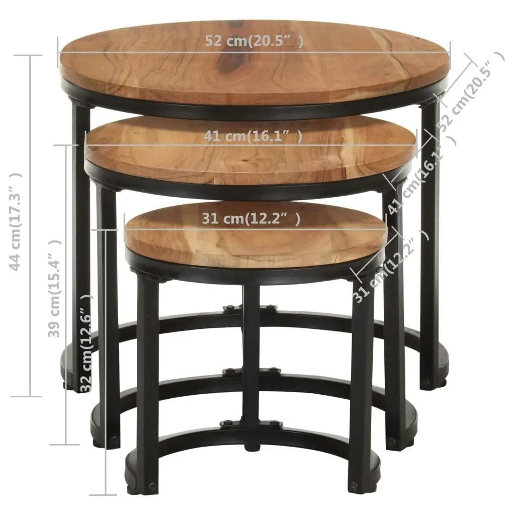 Side Tables 3 pcs Solid Acacia Wood 320687