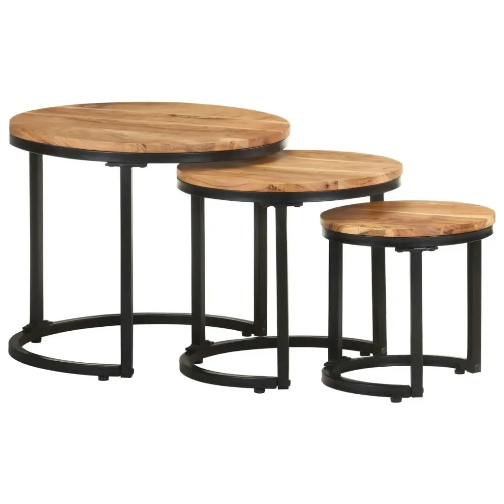 Side Tables 3 pcs Solid Acacia Wood 320687