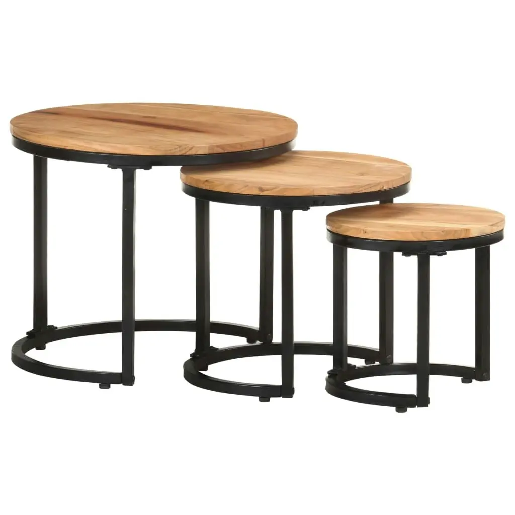 Side Tables 3 pcs Solid Acacia Wood 320687