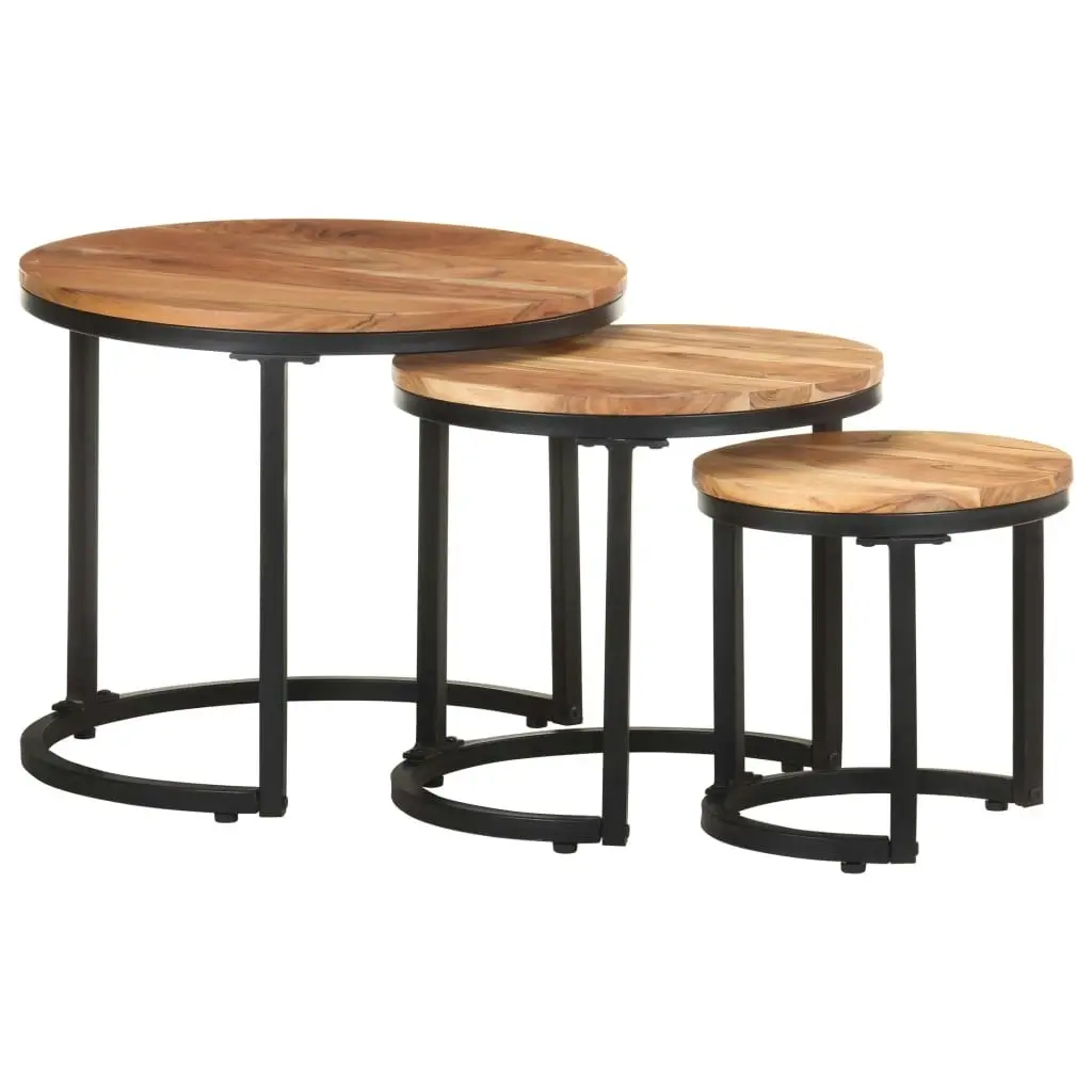 Side Tables 3 pcs Solid Acacia Wood 320687