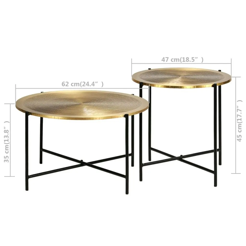 Table Set 2 Pieces Brass-covered MDF 246285