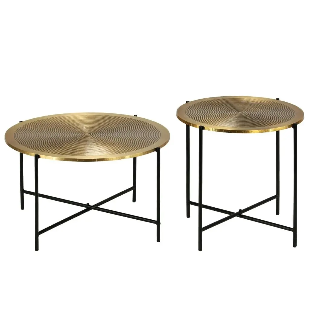 Table Set 2 Pieces Brass-covered MDF 246285