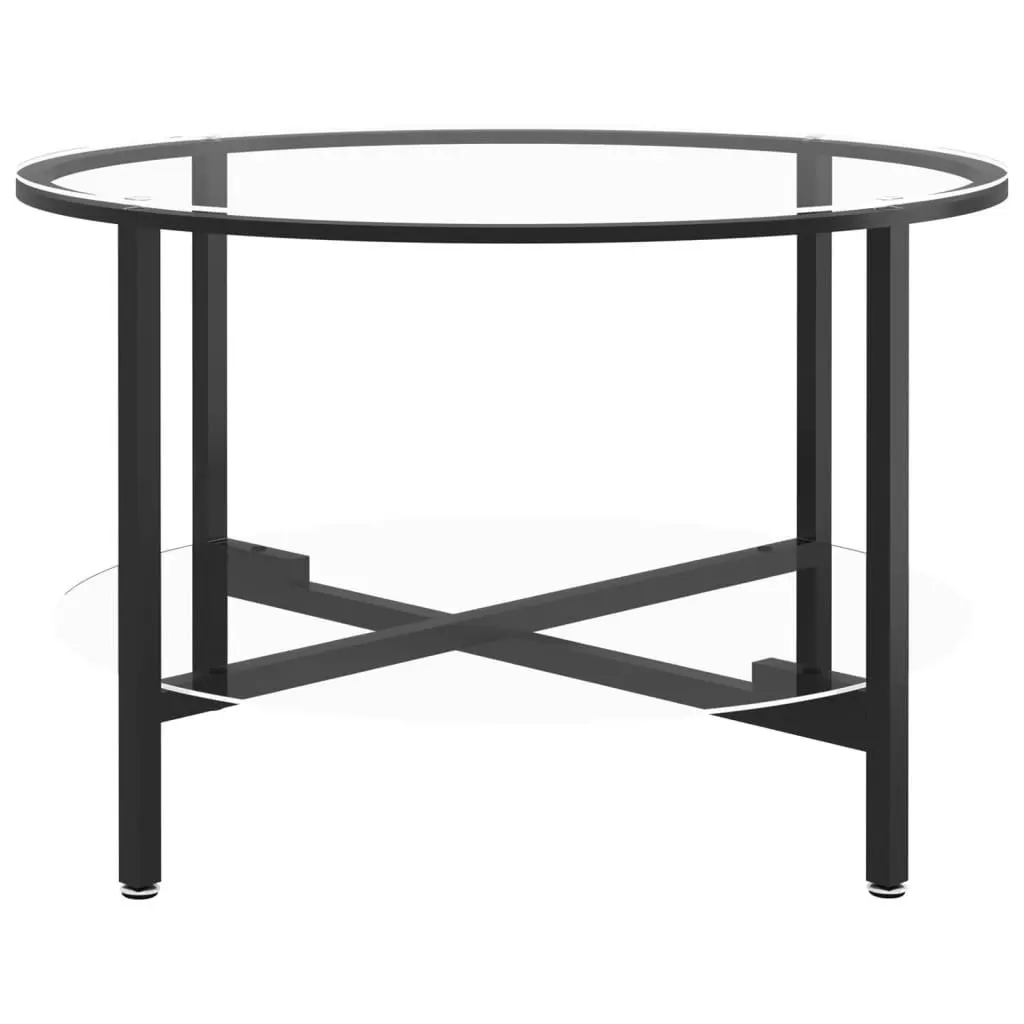 Tea Table Black and Transparent 70 cm Tempered Glass 331617