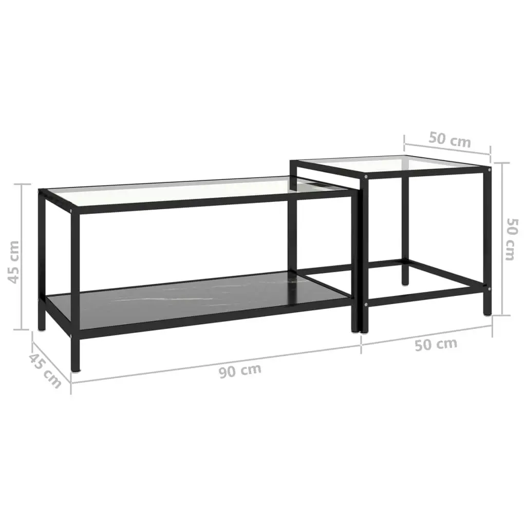 Tea Tables 2 pcs Tempered Glass Black 331615