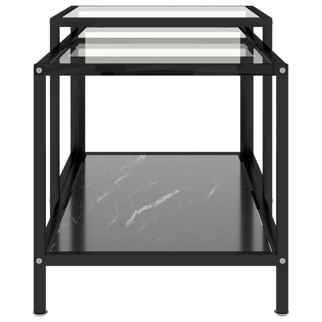 Tea Tables 2 pcs Tempered Glass Black 331615