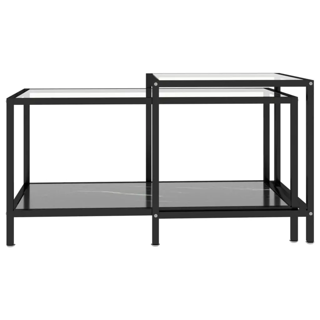 Tea Tables 2 pcs Tempered Glass Black 331615