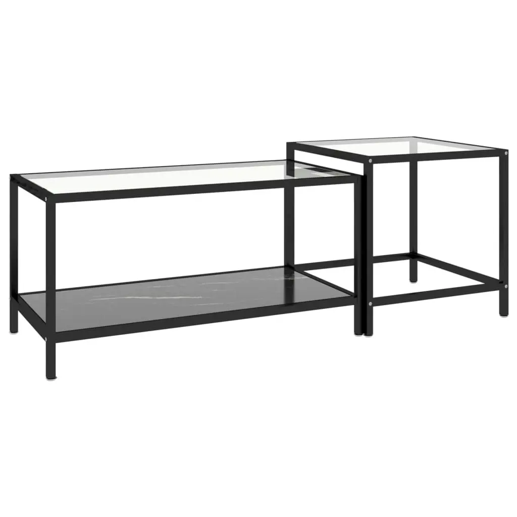 Tea Tables 2 pcs Tempered Glass Black 331615