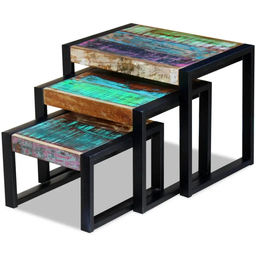 Three Piece Nesting Tables Solid Reclaimed Wood 243279