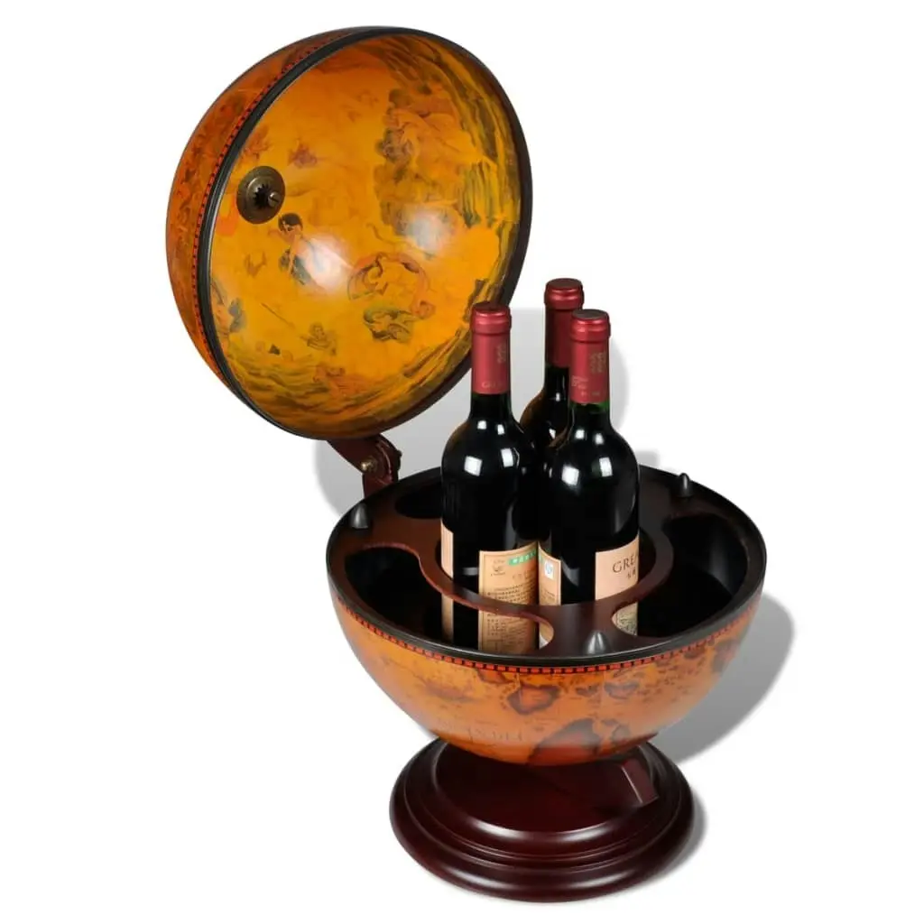 Tabletop Globe Bar Wine Stand Eucalyptus Wood 240698