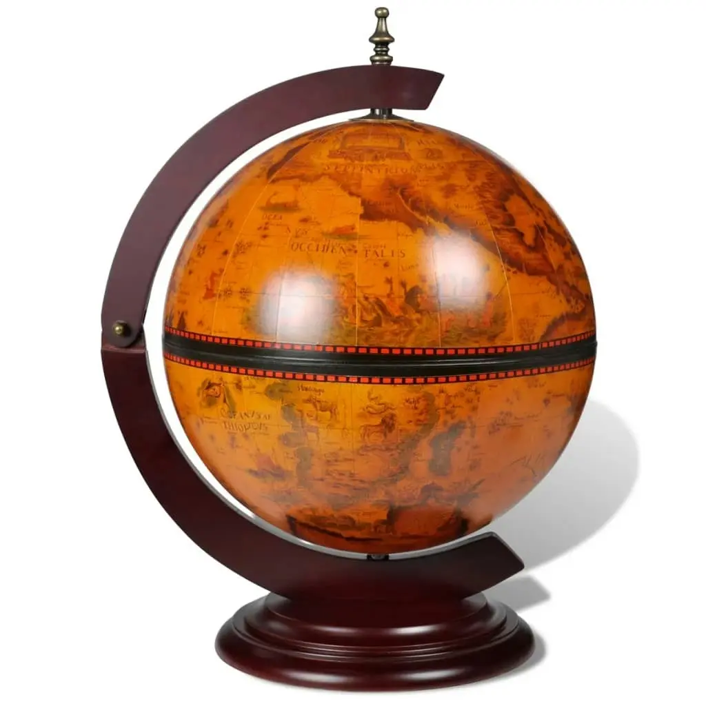 Tabletop Globe Bar Wine Stand Eucalyptus Wood 240698