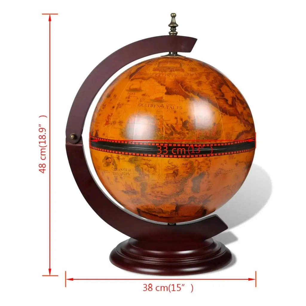 Tabletop Globe Bar Wine Stand Eucalyptus Wood 240698