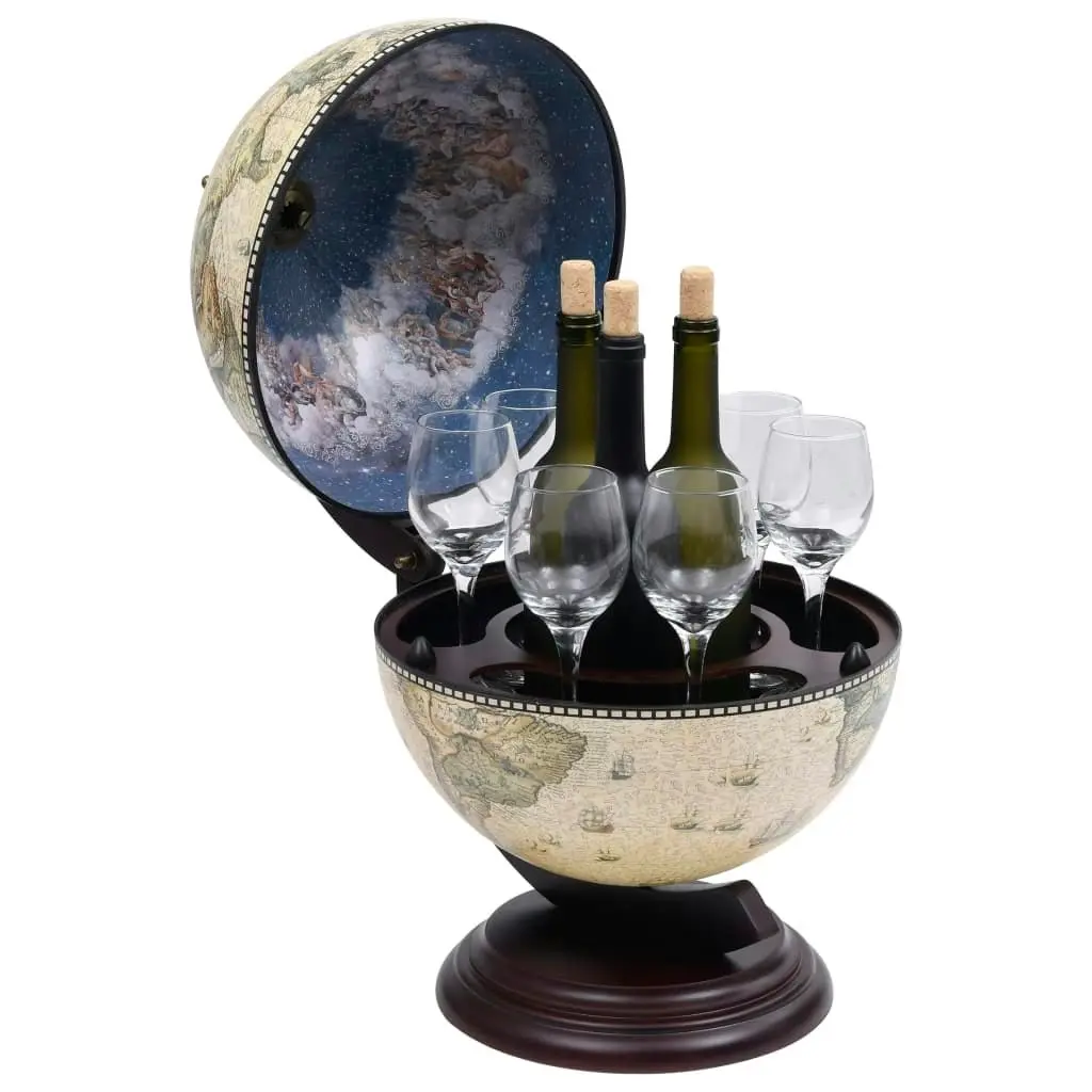 Tabletop Globe Bar Wine Stand Eucalyptus Wood Green 320909