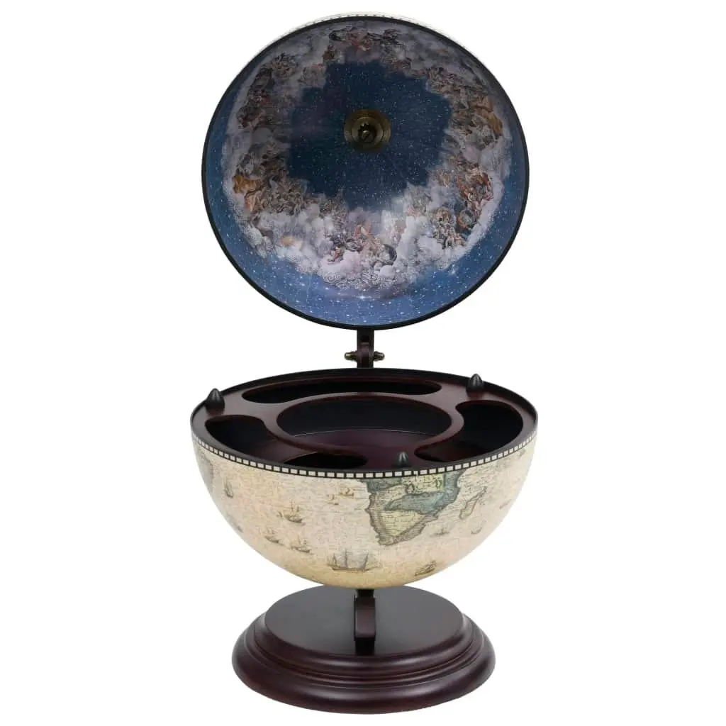 Tabletop Globe Bar Wine Stand Eucalyptus Wood Green 320909