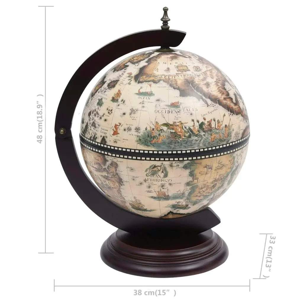 Tabletop Globe Bar Wine Stand Eucalyptus Wood White 320910