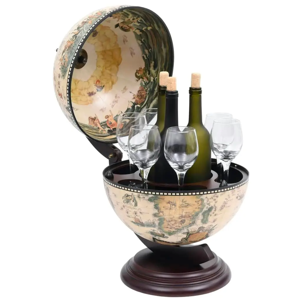 Tabletop Globe Bar Wine Stand Eucalyptus Wood White 320910