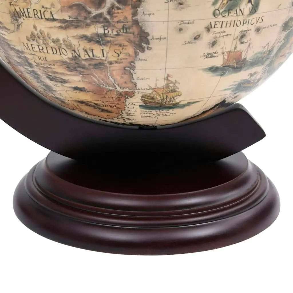 Tabletop Globe Bar Wine Stand Eucalyptus Wood White 320910