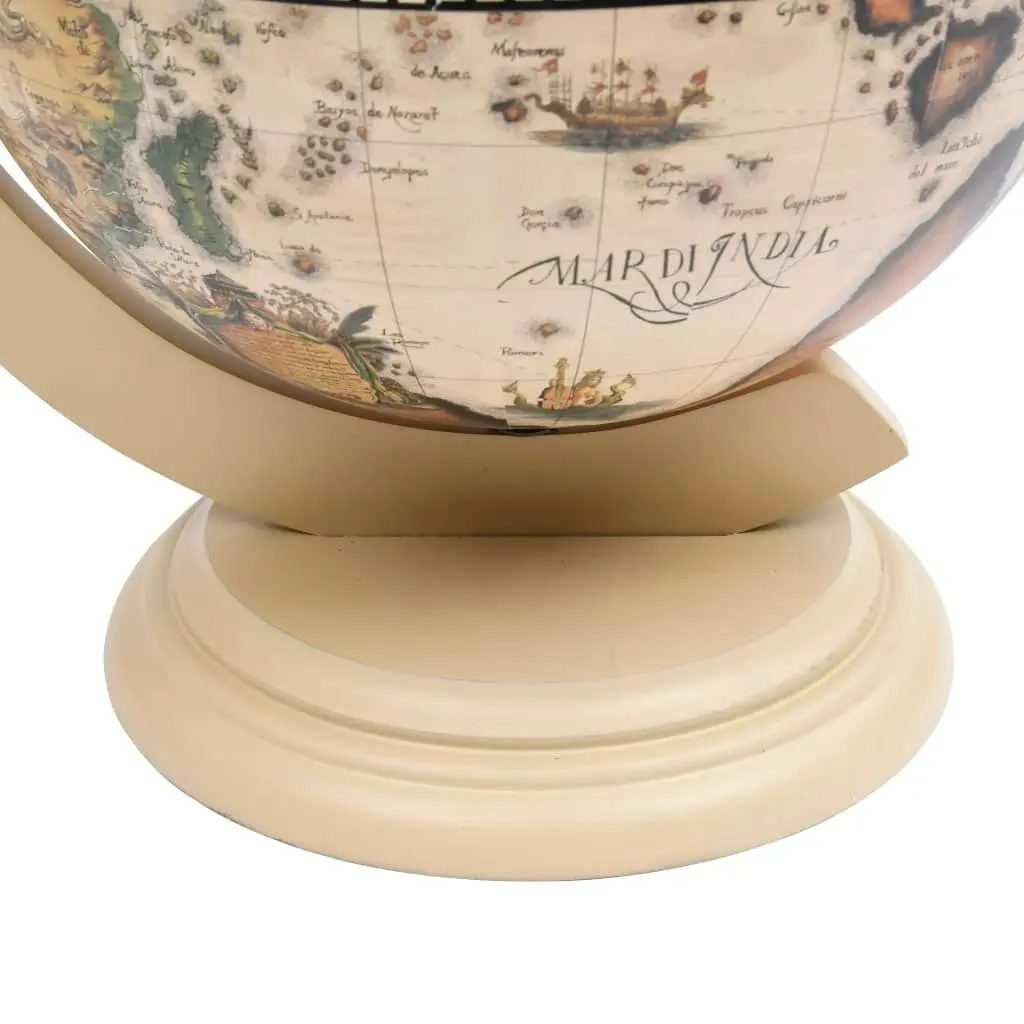 Tabletop Globe Bar Wine Stand Eucalyptus Wood White 320911