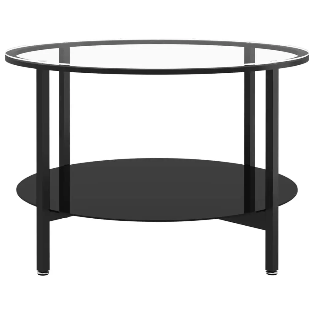 Tea Table Black and Transparent 70 cm Tempered Glass 331618