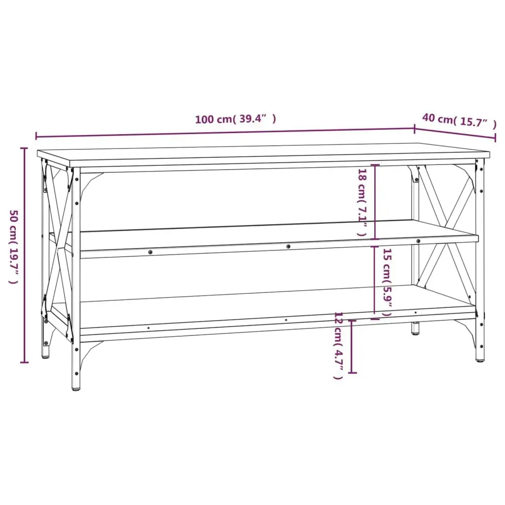 TV Cabinet Brown Oak 100x40x50 cm Engineered Wood 825796