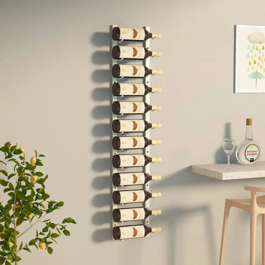 Wall Mounted Wine Rack for 12 Bottles White Iron 340879