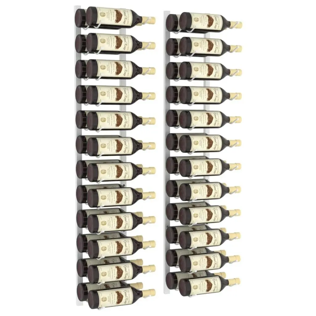 Wall Mounted Wine Rack for 24 Bottles 2 pcs White Iron 340885