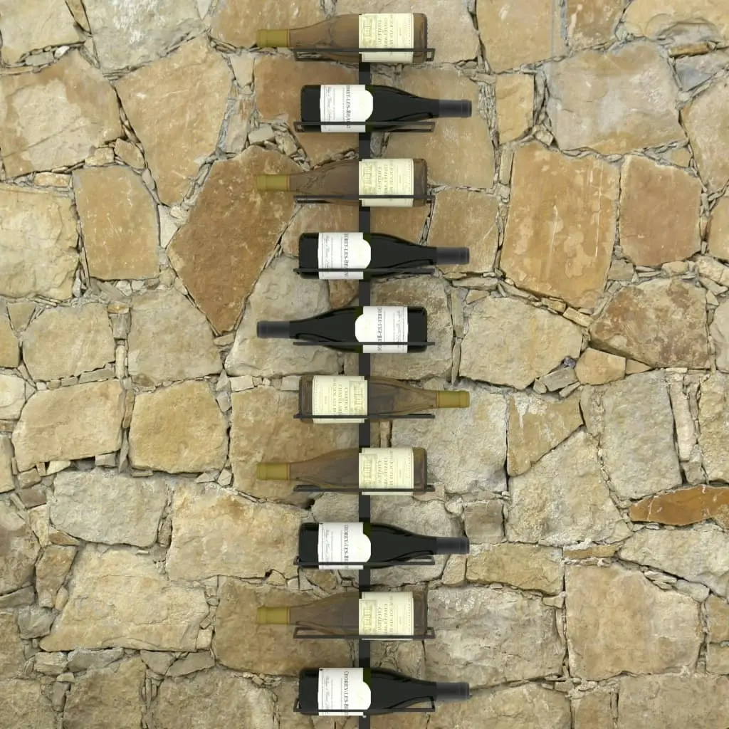 Wall-mounted Wine Rack for 10 Bottles Black Metal 289566