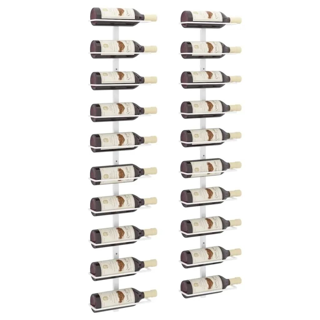 Wall-mounted Wine Rack for 10 Bottles 2 pcs White Metal 340906