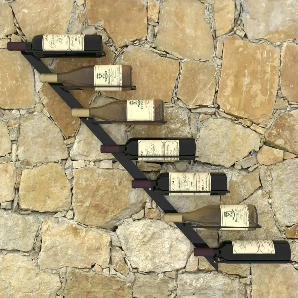 Wall-mounted Wine Rack for 7 Bottles Black Metal 289564